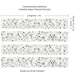 lot de contremarches adhésif imitation Terrazzo