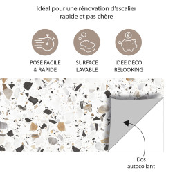 bande autocollante pour escalier effet Terrazzo