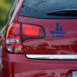 autocollant voiture animaux à bord bleu