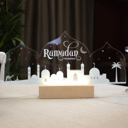 Mise en ambiance veilleuse ramadan mubarak allumée