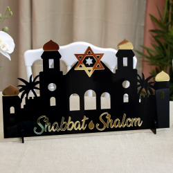Mise en ambiance Shabbat shalom noir et or
