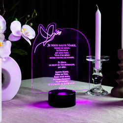 Décoration lumineuse prière chrétienne Je vous salue Marie