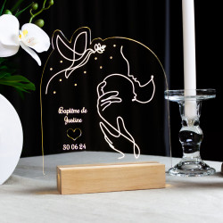 Décoration de table pour baptême lumineuse à piles personnalisable