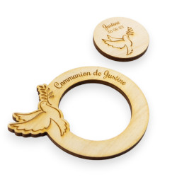 Rond de serviette de communion personnalisable en bois