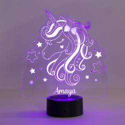 lampe veilleuse licorne avec prénom personnalisé