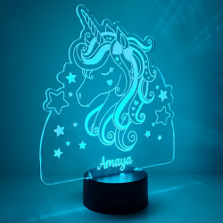 lampe veilleuse licorne couleur lumière bleu