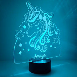 lampe veilleuse licorne couleur lumière bleu