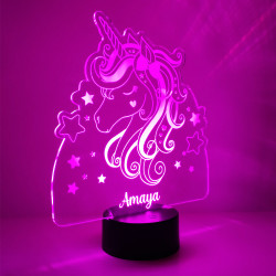 lampe veilleuse licorne couleur lumière rose