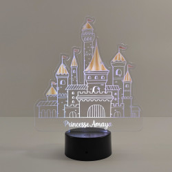 lampe veilleuse château de princesse en plexigglass acrylique