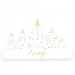 Tête de lit princesse personnalisable plexi blanc et or