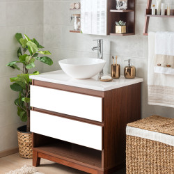 adhésif au mètre blanc brillant pour rénovation meuble salle de bain