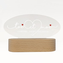 veilleuse led saint valentin sur socle bois