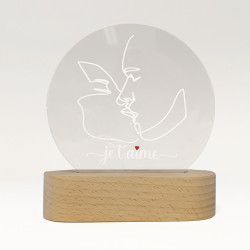 veilleuse led saint valentin sur socle bois