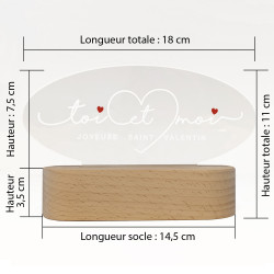 lampe veilleuse saint valentin sur socle bois