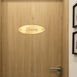 plaque de porte dressing en miroir or