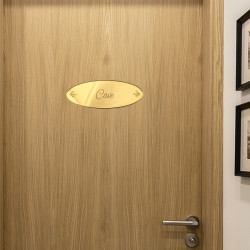 plaque de porte cave en miroir or