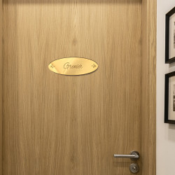 plaque de porte grenier en miroir or
