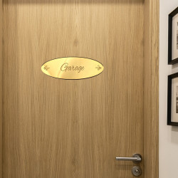 plaque de porte garage en miroir or