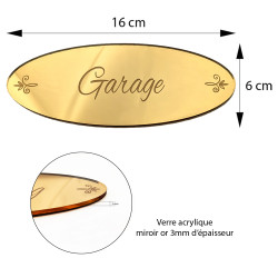 plaque de porte garage en verre acrylique or 160x60mm