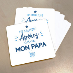 Lot de 6 sous-verres personnalisés cadeau papa ou papi