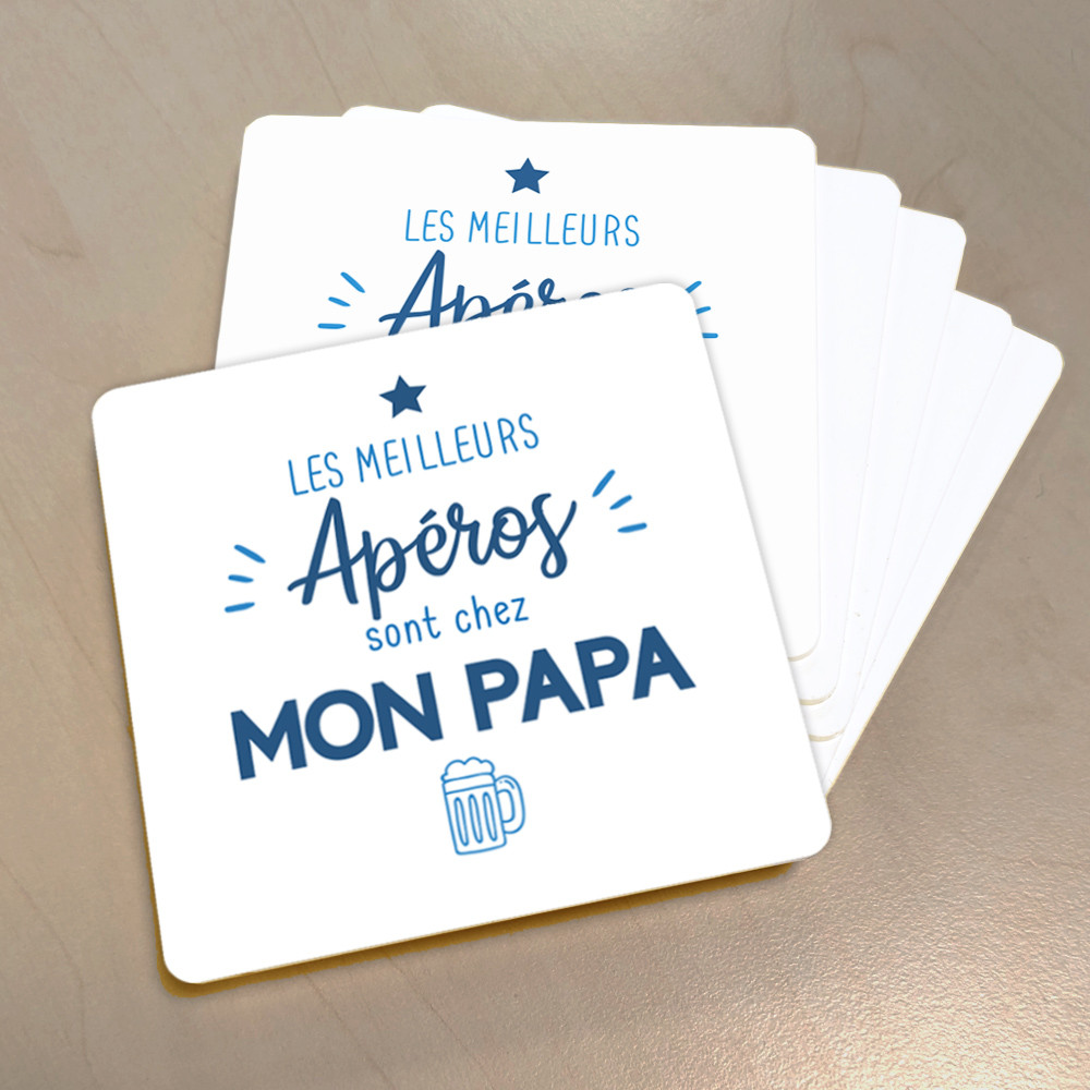 Lot de 6 sous-verres personnalisés cadeau papa ou papi Lot de 6 sous-verres personnalisés cadeau papa ou papi
