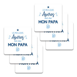 Lot de 6 sous-verres personnalisés "Les meilleurs apéros sont chez mon papa"