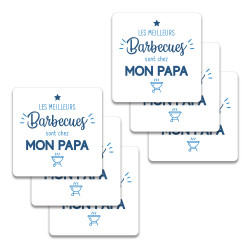 lot de 6 sous-verres personnalisés les meilleurs barbecues sont chez mon papa idée cadeau homme