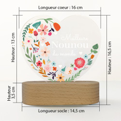 Lampe veilleuse LED Coeur sur socle en bois