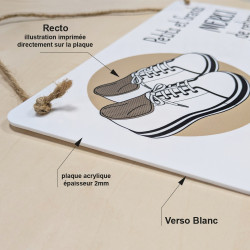 Plaque acrylique Petits et Grands Merci de retirer vos chaussures