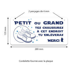 Plaque Petits et Grands ici on enlève ses chaussures 28 x 13,5cm