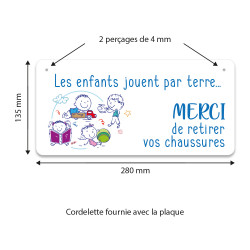Plaque Merci de retirer vos chaussures 28 x 13,5cm