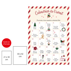 Affiche papier A4 ou A3 Calendrier de l'Avent - 24 activités à faire en attendant Noël