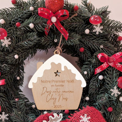 Boule de noël premier noël Chalet enneigé