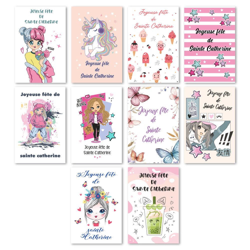 Lot de 10 cartes sainte Catherine Lot de 10 cartes sainte Catherine