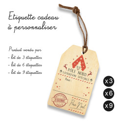 Lot de 3, de 6 ou de 9 étiquettes cadeau noël en bois