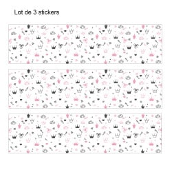 LOT DE 3 STICKERS PRINCESSE POUR TIROIRS SUR MEUBLES IKEA MALM MIMALM005