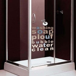 STICKER BOUCHON et TEXTE POUR PORTE DE DOUCHE (V0014)