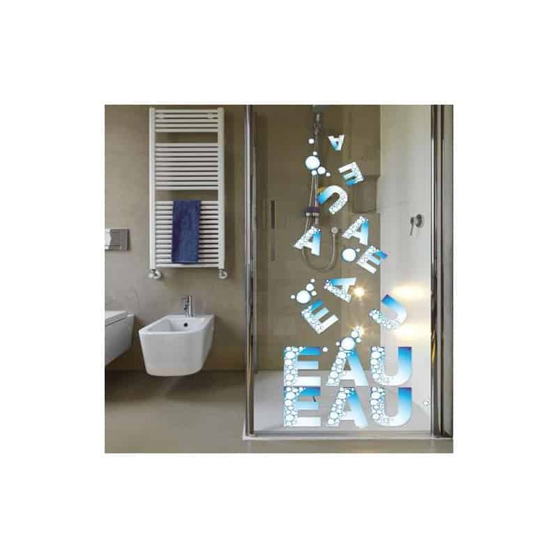 STICKERS LETTRES ET EAU POUR PORTE DE DOUCHE (V0039) STICKERS LETTRES ET EAU POUR PORTE DE DOUCHE (V0039)
