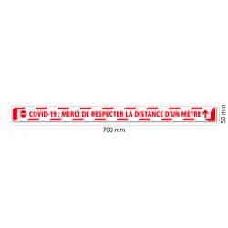 SIGNALISATION AU SOL COVID-19 - LOT DE 6 BANDES DE MARQUAGE AU SOL ADHESIVES AVEC COLLE FORTE - SIGNALETIQUE CORONAVIRUS - COVID