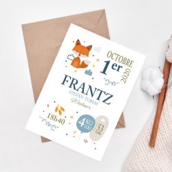 POSTER CADRE DE NAISSANCE BOYS LITTLE FOXY PERSONNALISABLE (CADRE005)