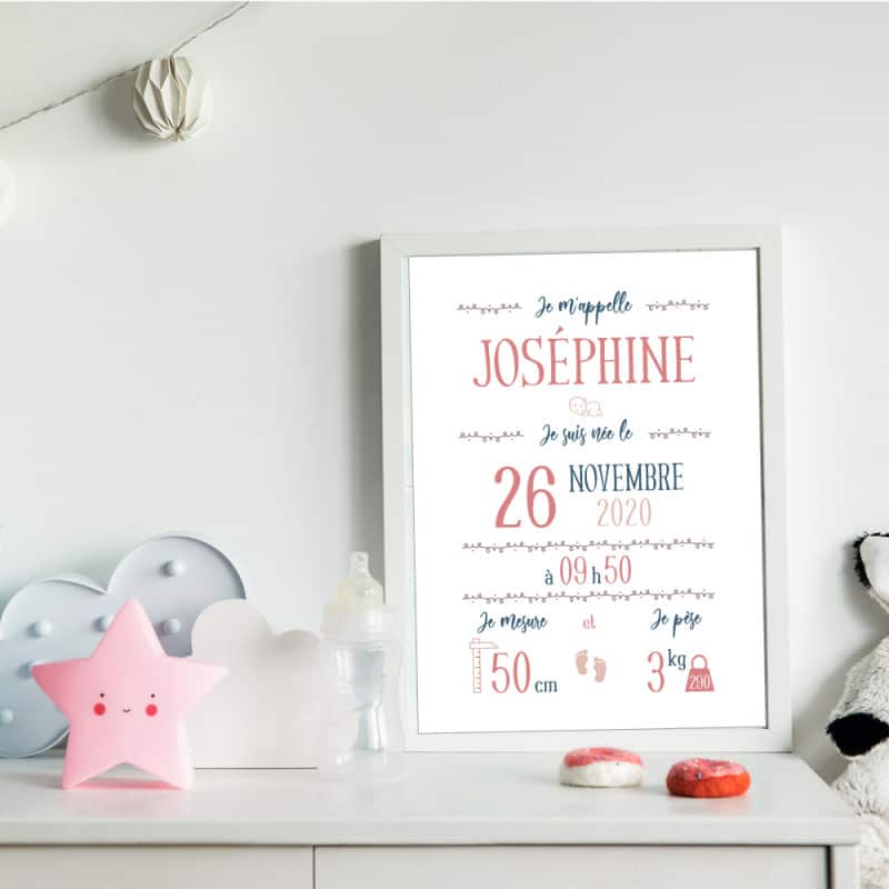 POSTER CADRE DE NAISSANCE LITTLE GIRL PERSONNALISABLE (CADRE010)