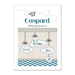 POSTER CADRE DE NAISSANCE BOYS AVIATEUR PERSONNALISABLE (CADRE011)
