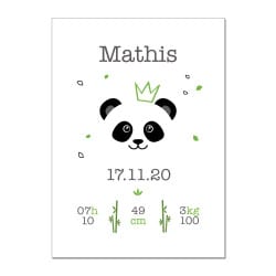 POSTER CADRE DE NAISSANCE BABY PANDA PERSONNALISABLE (CADRE015)