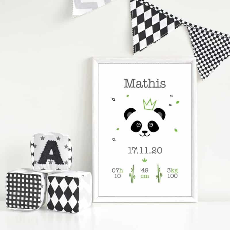 Cadre poster enfant Panda avec verset