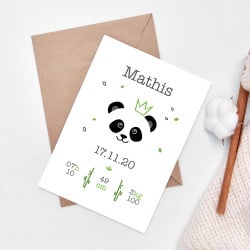 POSTER CADRE DE NAISSANCE BABY PANDA PERSONNALISABLE (CADRE015)