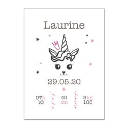 POSTER CADRE DE NAISSANCE GIRLY CHOUETTE PERSONNALISABLE (CADRE004)