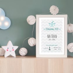 POSTER CADRE DE NAISSANCE LOVELY BOY PERSONNALISABLE (CADRE019)