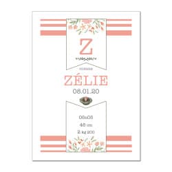 POSTER CADRE DE NAISSANCE FLOWERS GIRL PERSONNALISABLE (CADRE022)