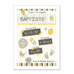 POSTER CADRE DE NAISSANCE BOYS SCRAP PERSONNALISABLE (CADRE025)