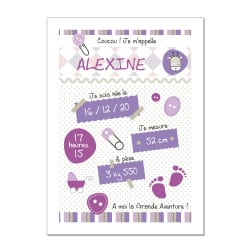 POSTER CADRE DE NAISSANCE GIRLS SCRAP PERSONNALISABLE (CADRE026)